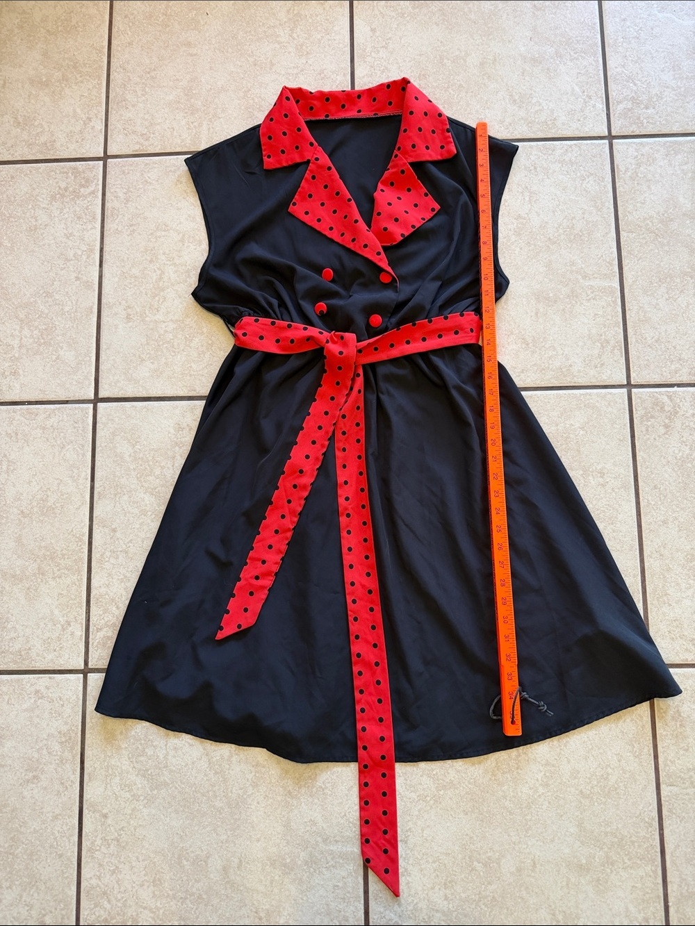 SHEIN Black Dress with Red Polka Dot Trim - Picture 4 of 6
